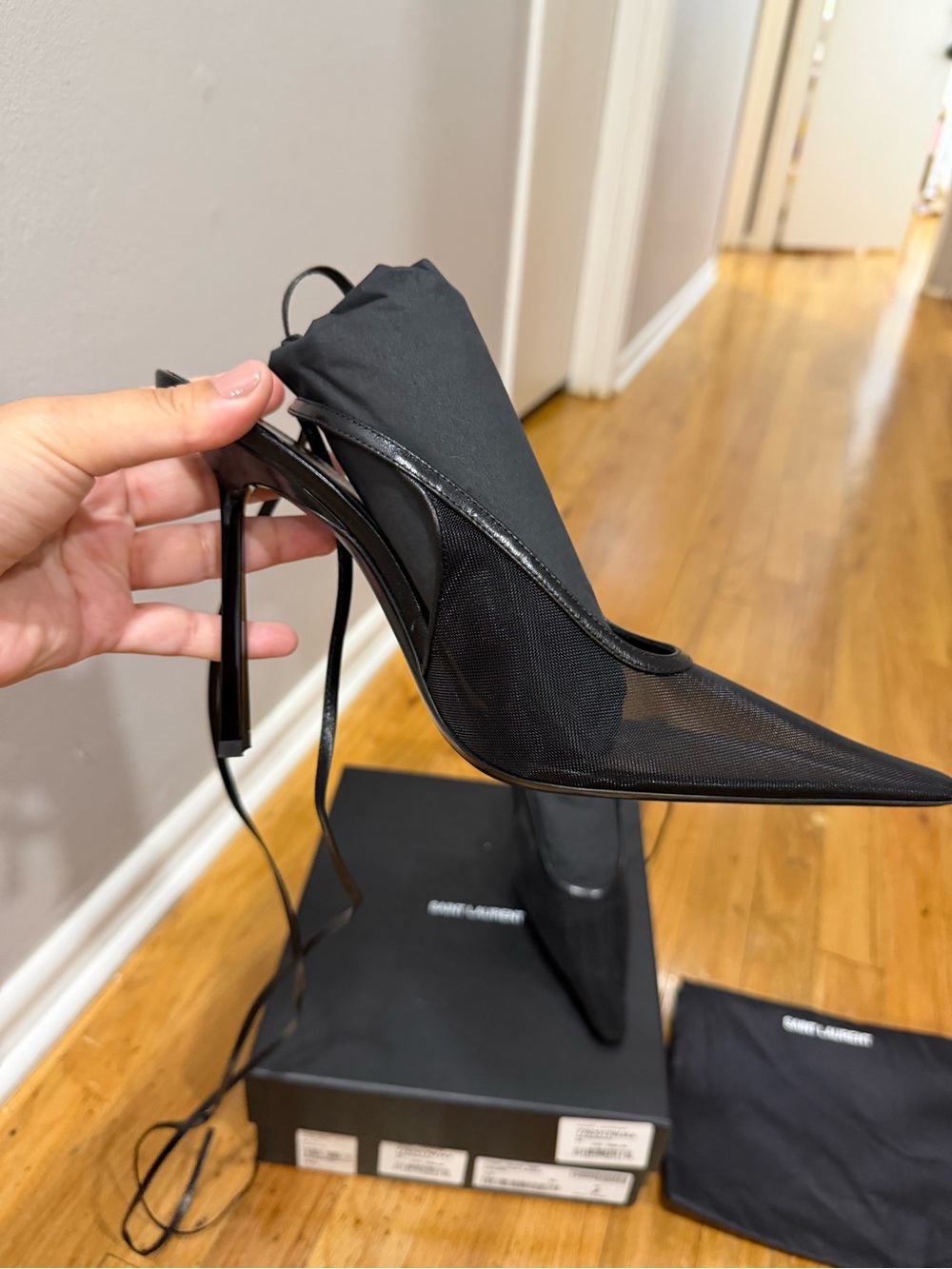 NWT Saint Laurent Oxalis 110 Mesh & Leather Pump - Picture 3 of 9